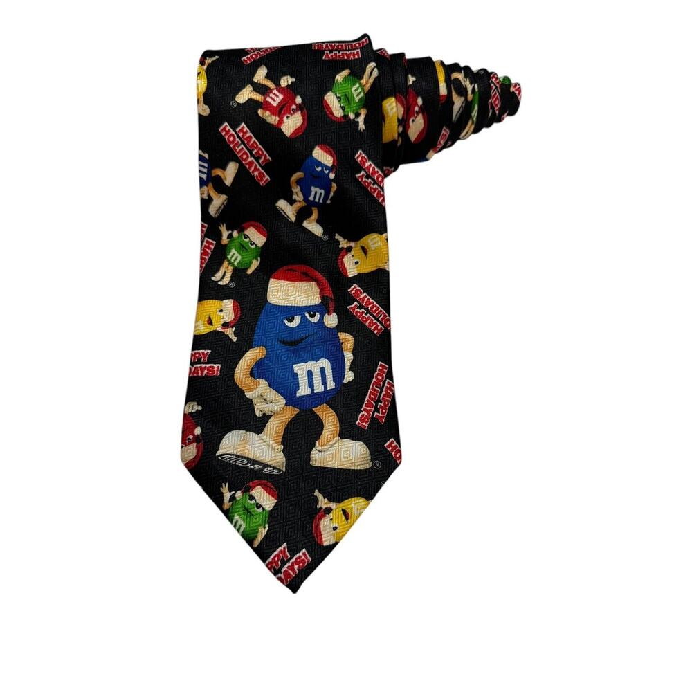 M & M Happy Holidays Cartoon Novelty Mens NeckTie Christmas M&M Candy